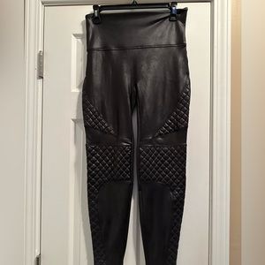 Spanx Quilted Faux Leather Moto Style Leggings